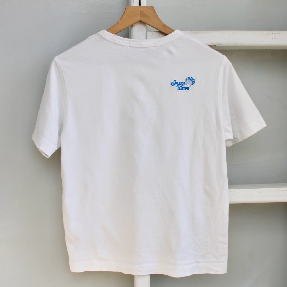 8Second Women's White Blue Splash Water Graphic Short Sleeve T-Shirt Size Small - Picture 2 of 8